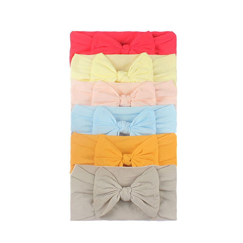 3/4/5/6Pcs/set Cute Bowknot Baby Headband Turban Solid Color Newborn Baby Girls Elastic Hair Bands Soft Nylon Hair Accessories