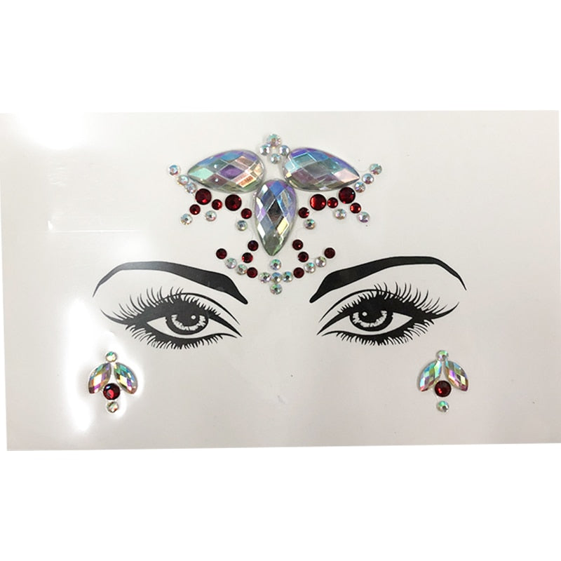 3D Sexy  face tattoo stickers Temporary tattoos  glitter fake tattoo  rhinestones for woman  Party face Jewels tatoo