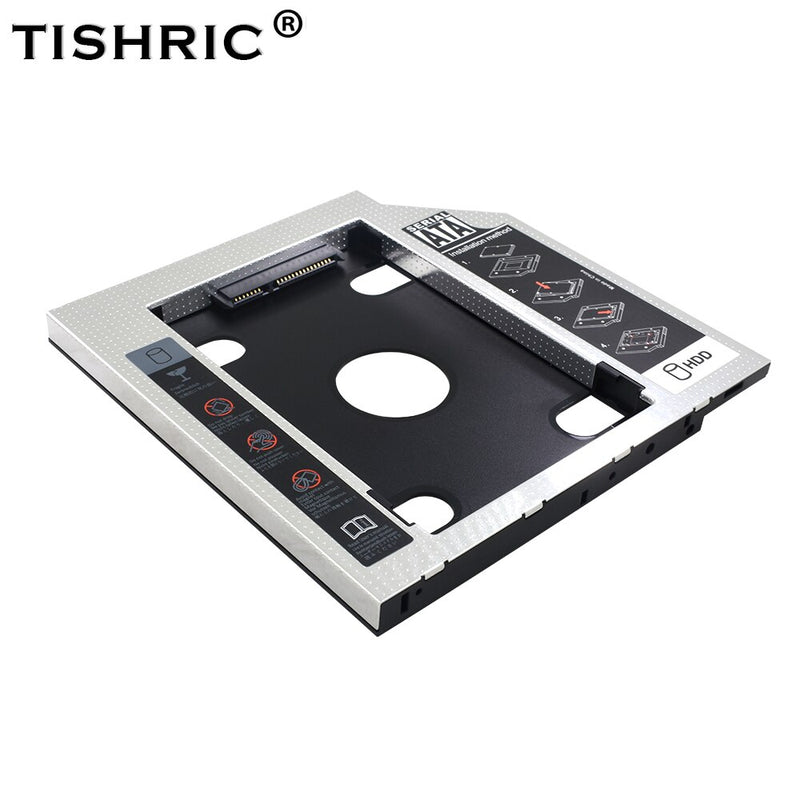 TISHRIC 9.5 12.7mm HDD Caddy Aluminum Universa SATA 3.0 2.5&quot; SSD CD DVD to HDD Case Optibay Enclosure CD-ROM ODD