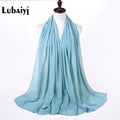 Muslim 2021 New Chiffon Hijab Scarf Women Solid Color Soft Long Shawls and Wraps Islamic Head Scarves Fashion turbante mujer