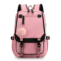 Fengdong large school bags for teenage girls USB port canvas schoolbag student book bag fashion black pink teen school backpack
