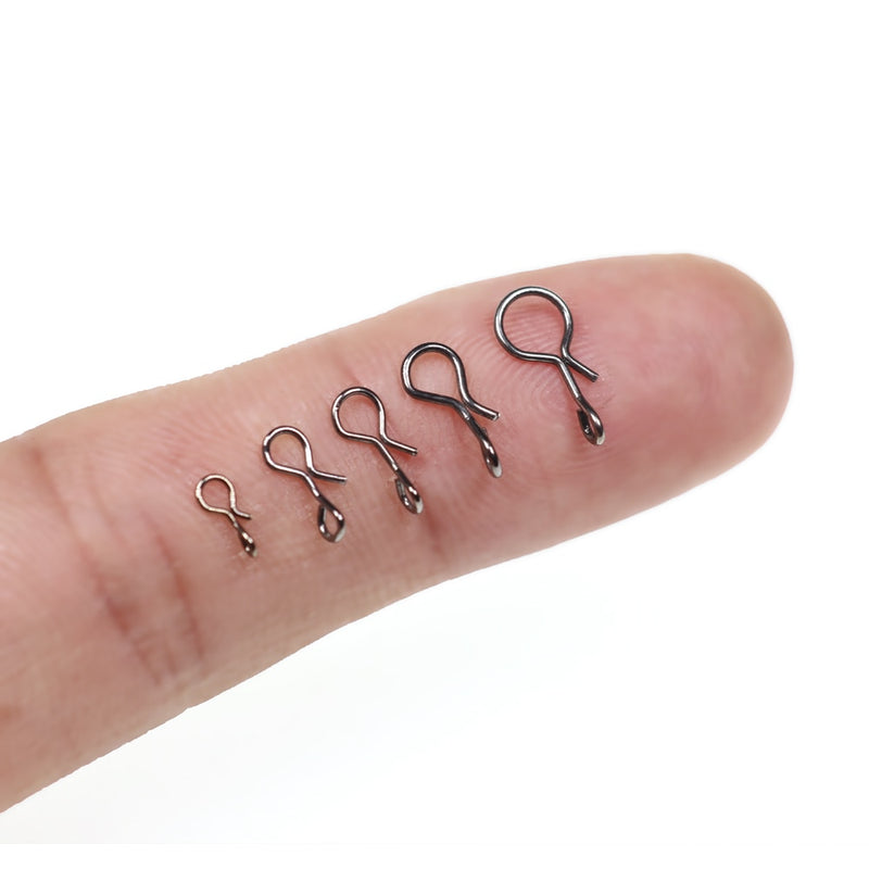 Wifreo 50PCS/bag Fly Fishing Snap Quick Change for Flies Hook Lures Stainless Steel Lock Black Fishing Snaps Lures Clip Link