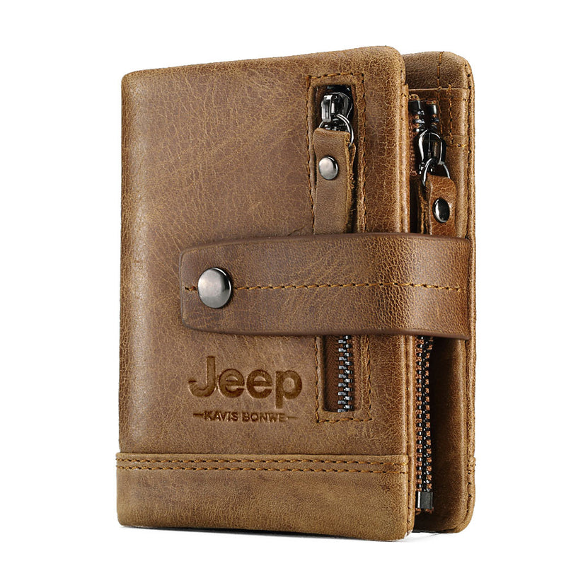 Genuine Leathe Men Wallet RFID Luxury Desig Bifold Short Wallets Male Hasp Vintage Purse Coin Pouch Multi-functional Card Pocket