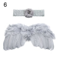 2pcs/set Cute Newborn Angel Feather Wings with Baby Girl Rose Flower Headband Hair Accessories for Infant Photography Props