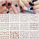 12 Designs Nail Stickers Set Mixed Floral Geometric Nail Art Water Transfer Decals Sliders Flower Leaves Manicures Decoration