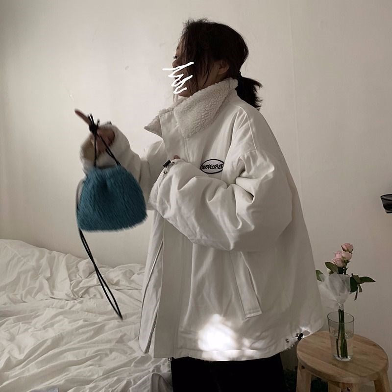 Both sides wear winter lamb velvet jacket women 2020 new retro Hong Kong style tide ins small short cotton jacket tide coat wom