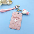 Kawaii Sanrio Keychain Cartoon Cat Sliding Card Holder Student Meal Card Bus Card Holder Lady Id Card Credit Card Holder Lanyard