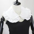 Royal Style Cotton Fake Collar Shawl Wrap Hollow Out Floral Lace Ruffled Trim Necklace Pointed Triangle Lapel Blouse
