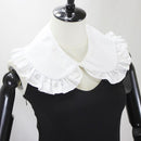 Royal Style Cotton Fake Collar Shawl Wrap Hollow Out Floral Lace Ruffled Trim Necklace Pointed Triangle Lapel Blouse