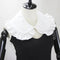 Royal Style Cotton Fake Collar Shawl Wrap Hollow Out Floral Lace Ruffled Trim Necklace Pointed Triangle Lapel Blouse