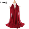 Muslim 2021 New Chiffon Hijab Scarf Women Solid Color Soft Long Shawls and Wraps Islamic Head Scarves Fashion turbante mujer
