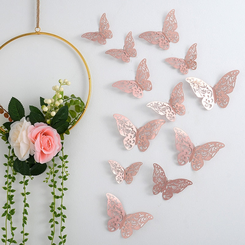 12pcs Suncatcher Sticker 3D Effect Crystal Butterflies Wall Sticker Beautiful Butterfly for Kids Room Wall Decal Home Decoration