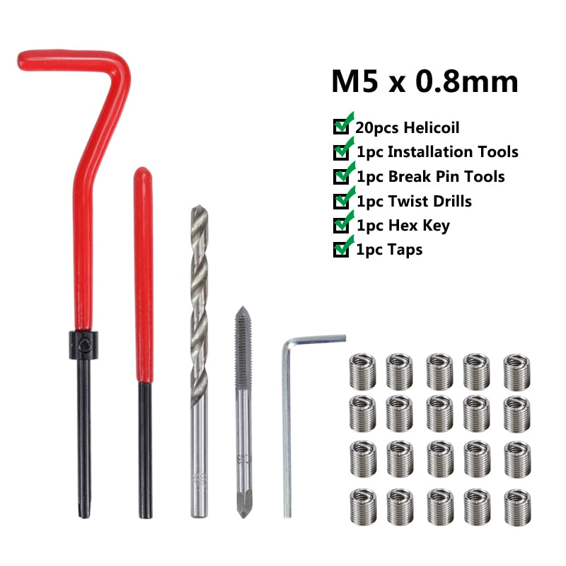 XCAN Thread Repair Tool 25pcs M3/M4/M5/M6/M7/M8/M10/M12/14 for Restoring Damaged Thread Spanner Wrench Twist Drill Bit Hand Tool