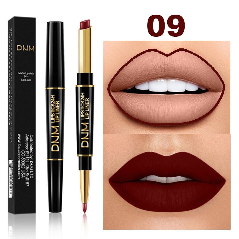2 IN 1  Lip Liner Waterproof Matte Lipstick Pencil Contour Tint Sexy Red Matte Long Lasting Moisturizer Lipliner Cosmetics TSLM1