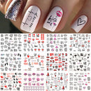 12 Designs Nail Stickers Set Mixed Floral Geometric Nail Art Water Transfer Decals Sliders Flower Leaves Manicures Decoration