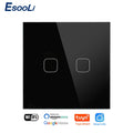 EsooLi Tuya Smart Life Glass Panel EU/UK Standard Touch Switch Zero/Single Fire Line Voice Control Light Wireless Wall Switch