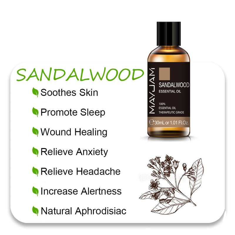 MAYJAM 10ml 30ml 100ml Essential Oils For Humidifier Diffuser Lavender Jasmine Eucalyptus Ylang Ylang Vanilla Tea Tree Aroma Oil
