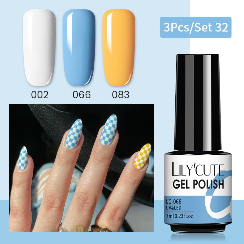 LILYCUTE 3 PCS Gel Nail Polish Set Nude Pink Glitter Sequins Matte Effect Gel Long Lasting Base Top Coat Nail Art Design Hybrid