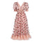 ISAROSE 2022 Strawberry Dress Women Deep V Puff Sleeve Sweet Voile Mesh Sequins Embroidery French Party Dresses 4XL 5XL