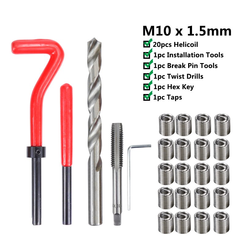 XCAN Thread Repair Tool 25pcs M3/M4/M5/M6/M7/M8/M10/M12/14 for Restoring Damaged Thread Spanner Wrench Twist Drill Bit Hand Tool