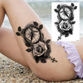 Sexy Flower Temporary Tattoos For Women Body Art Painting Arm Legs Tattoos Sticker Realistic Fake Black Rose Waterproof Tattoos