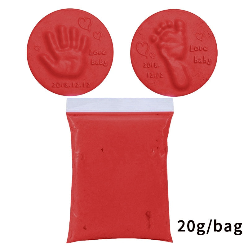2021E Baby Care Air Drying Soft Clay Baby Handprint Footprint Imprint Kit Casting Parent-Child Hand Inkpad Fingerprint Kids Toys