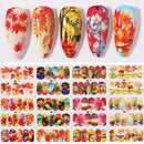 12 Designs Nail Stickers Set Mixed Floral Geometric Nail Art Water Transfer Decals Sliders Flower Leaves Manicures Decoration