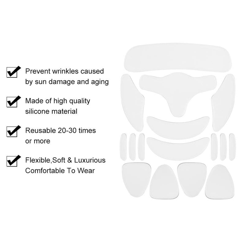 16Pcs Reusable Silicone Anti-wrinkle Face Forehead Cheek Chin Sticker Face Eye Patches Wrinkle Removal Face Lifting Beauty Tools