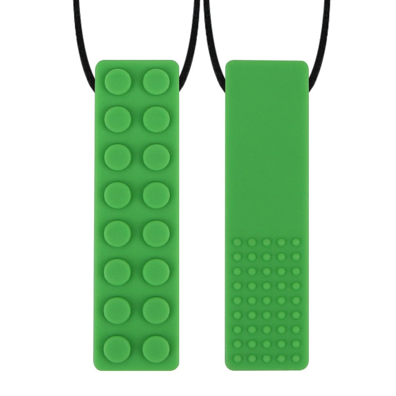 1Pc Sensory Chew Necklace Brick Chewy Kids Silicone Biting Pencil Topper Teether Toy, Silicone teether for children with autism