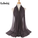 Muslim 2021 New Chiffon Hijab Scarf Women Solid Color Soft Long Shawls and Wraps Islamic Head Scarves Fashion turbante mujer