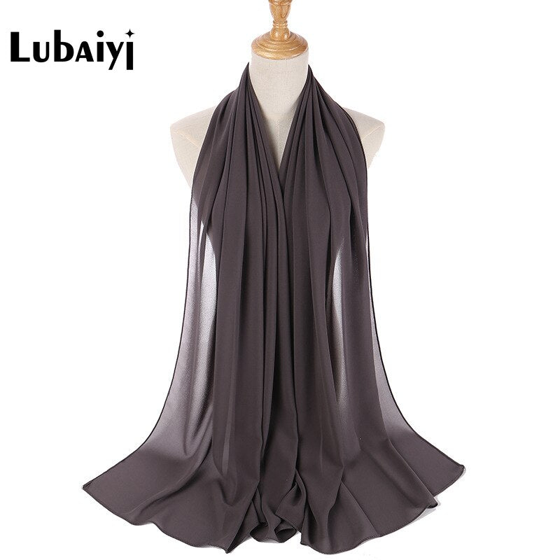 Muslim 2021 New Chiffon Hijab Scarf Women Solid Color Soft Long Shawls and Wraps Islamic Head Scarves Fashion turbante mujer