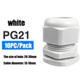 Waterproof Cable Gland 10pcs Cable entry IP68 PG7 for 3-6.5mm PG9 PG11 PG13.5 PG16 PG19/21/ White Black Nylon Plastic Connector