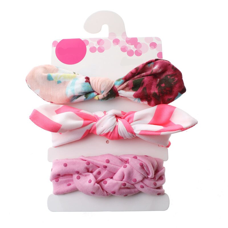 3Pcs/set Baby Headband Floral Solid Color Dot Printed Pink Bows Newborn Baby Girl Headband Hair Accessories Girls Turban