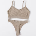 Sexy Women Bra Set Seamless Bra and Pantys Set Sexy Lingerie Set Rib Crop Top Female Brassiere Low Wasit Thong Fitness Underwear