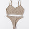 Sexy Women Bra Set Seamless Bra and Pantys Set Sexy Lingerie Set Rib Crop Top Female Brassiere Low Wasit Thong Fitness Underwear