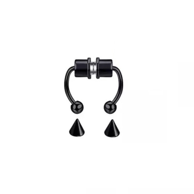2021 Fake Piercing Nose Ring Alloy Nose Piercing Hoop Septum Rings For Women Fashion Body Jewelry Gifts Magnetic Fake Piercing