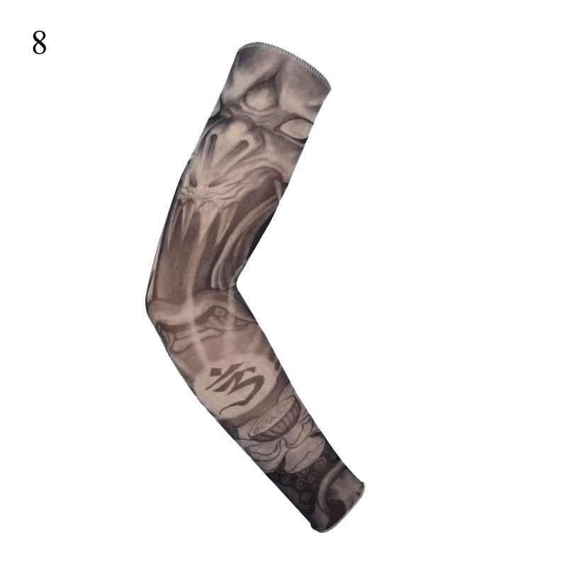 1PC Street Tattoo Arm Sleeves Sun UV Protection Arm Cover Seamless Outdoor Basketball Riding Sunscreen Arm Sleeves For Men Women