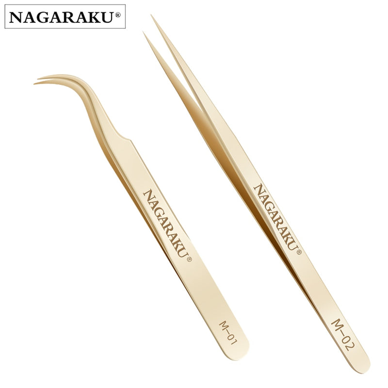 NAGARAKU Eyelash Extension Tweezers False Eyelashes Makeup Stainless Steel Professional Tweezer 3D Accurate Pincet