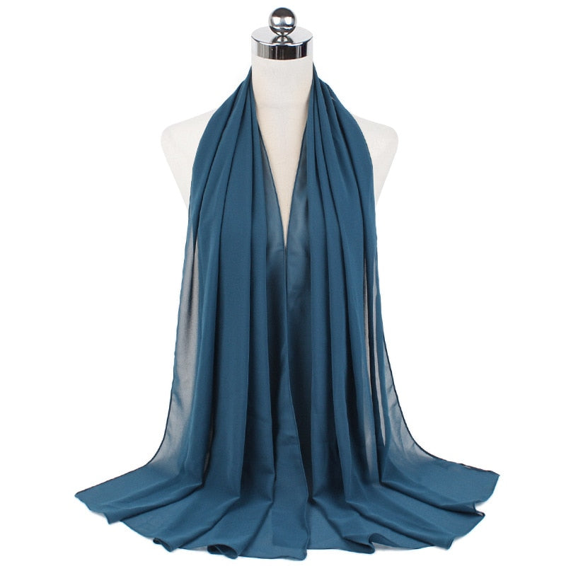 72*175cm Hijab Chiffon 2021 Maxi Big Size Scarf For Muslim Women Headscarf Ladies Headwraps Pashmina Hijab Muslim Fashion Islam