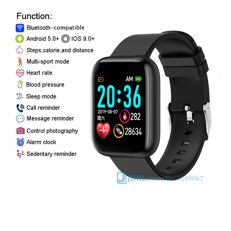 2021 Ladies Sport Bracelet Smart Watch Women Smartwatch Men Smartband Android IOS Waterproof Fitness Tracker Smart Clock Mens