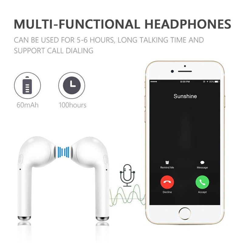 i7s tws Earphone bluetooth 5.0 Headphones Wireless Headsets Stereo Earbuds In-ear Sport Waterproof Headphones For Xiaomi Huawei