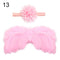 2pcs/set Cute Newborn Angel Feather Wings with Baby Girl Rose Flower Headband Hair Accessories for Infant Photography Props