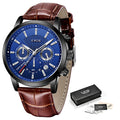 2022 New Mens Watches LIGE Top Brand Leather Chronograph Waterproof Sport Automatic Date Quartz Watch For Men Relogio Masculino