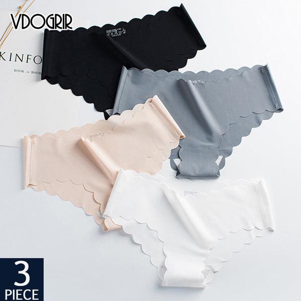 VDOGRIR 3Pcs/Lot Sexy Women&#39;s Mid Rise Panties Set Underwear Seamless Solid Color Briefs Comfortable Underpants Lady Lingerie