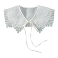 Royal Style Cotton Fake Collar Shawl Wrap Hollow Out Floral Lace Ruffled Trim Necklace Pointed Triangle Lapel Blouse