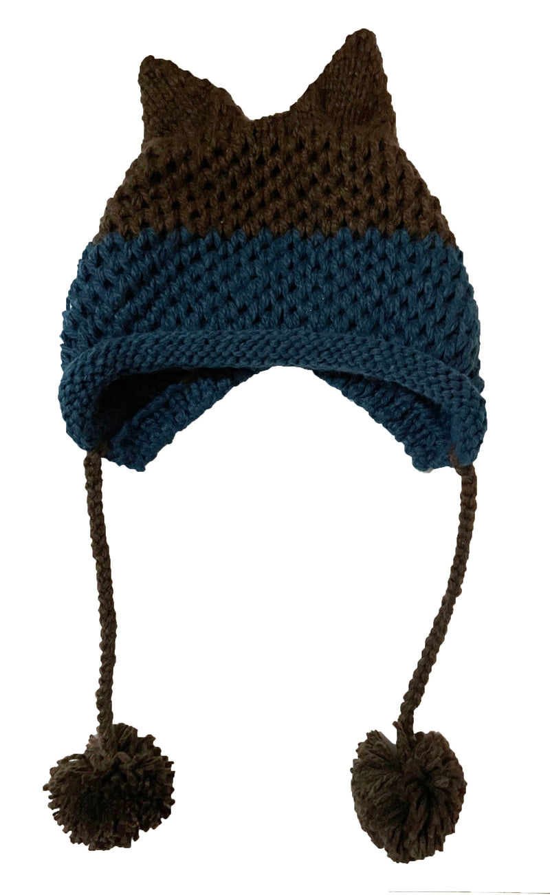 BomHCS Cute Fox Ears Beanie Winter Warm 100% Handmade Knit Hat