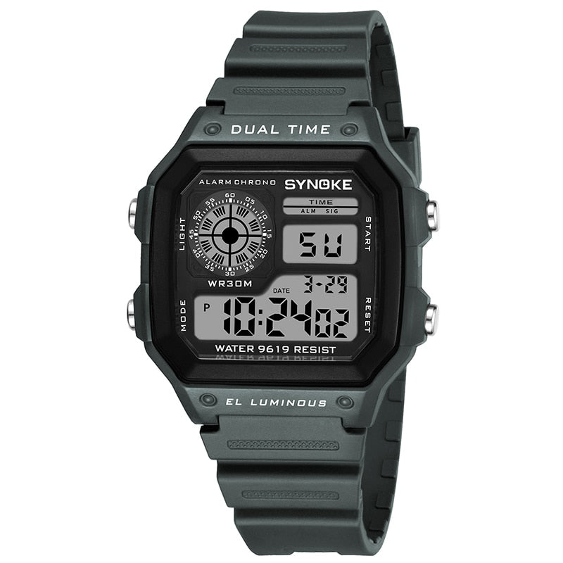 SYNOKE Military Sports Watch Digital Watch LED Men Clocks Relojes Deportivos Waterproof Luminous Alarm Clock Male 2019