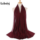 Muslim 2021 New Chiffon Hijab Scarf Women Solid Color Soft Long Shawls and Wraps Islamic Head Scarves Fashion turbante mujer