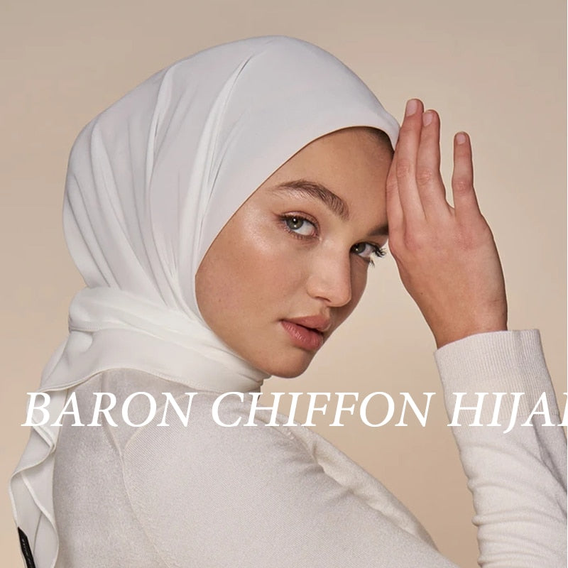 Muslim Bubble Chiffon Hijab Scarf Women Solid Color Soft Long Shawls and Wraps Georgette Head Scarves Ladies Hijabs