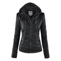Gothic Faux Leather Jacket Women 2019 Hoodies Winter Autumn Motorcycle Jacket Black Outerwear Faux Leather PU Basic Jacket Coat